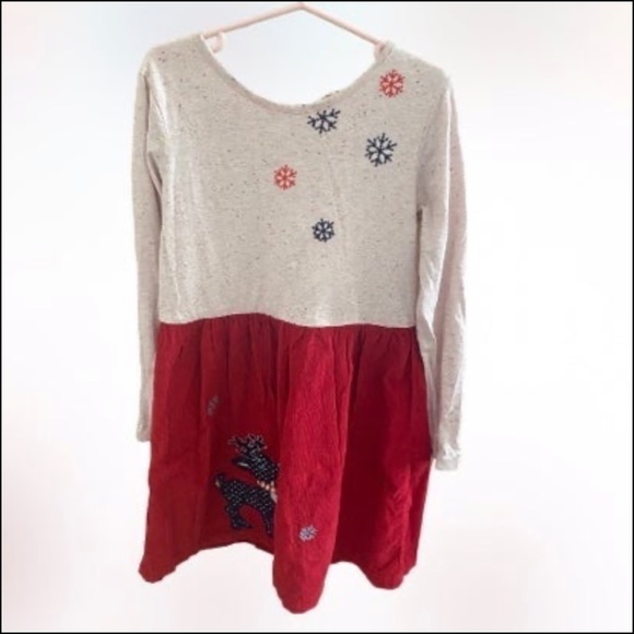 Beebay Maroon Reindeer Corduroy A-Line Christmas Dress size 7 - Picture 2 of 9